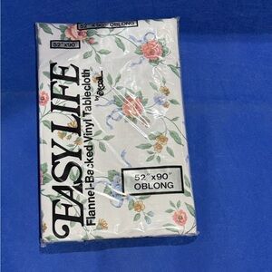 Floral Vinyl Tablecloth - Cream with Multicolor Design